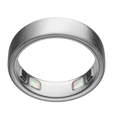 Brushed Silver smart ring with dual optical sensors on inner surface | Smartring PH